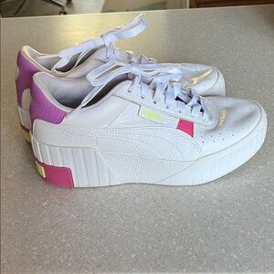 Puma Women's White and Pink Sneakers